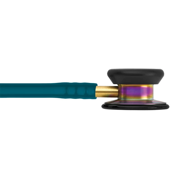 3M Littmann Classic II Pediatric gyermekvizsgálati fonendoszkóp karibkék cső, szivárvány fej, arany fülkengyel
